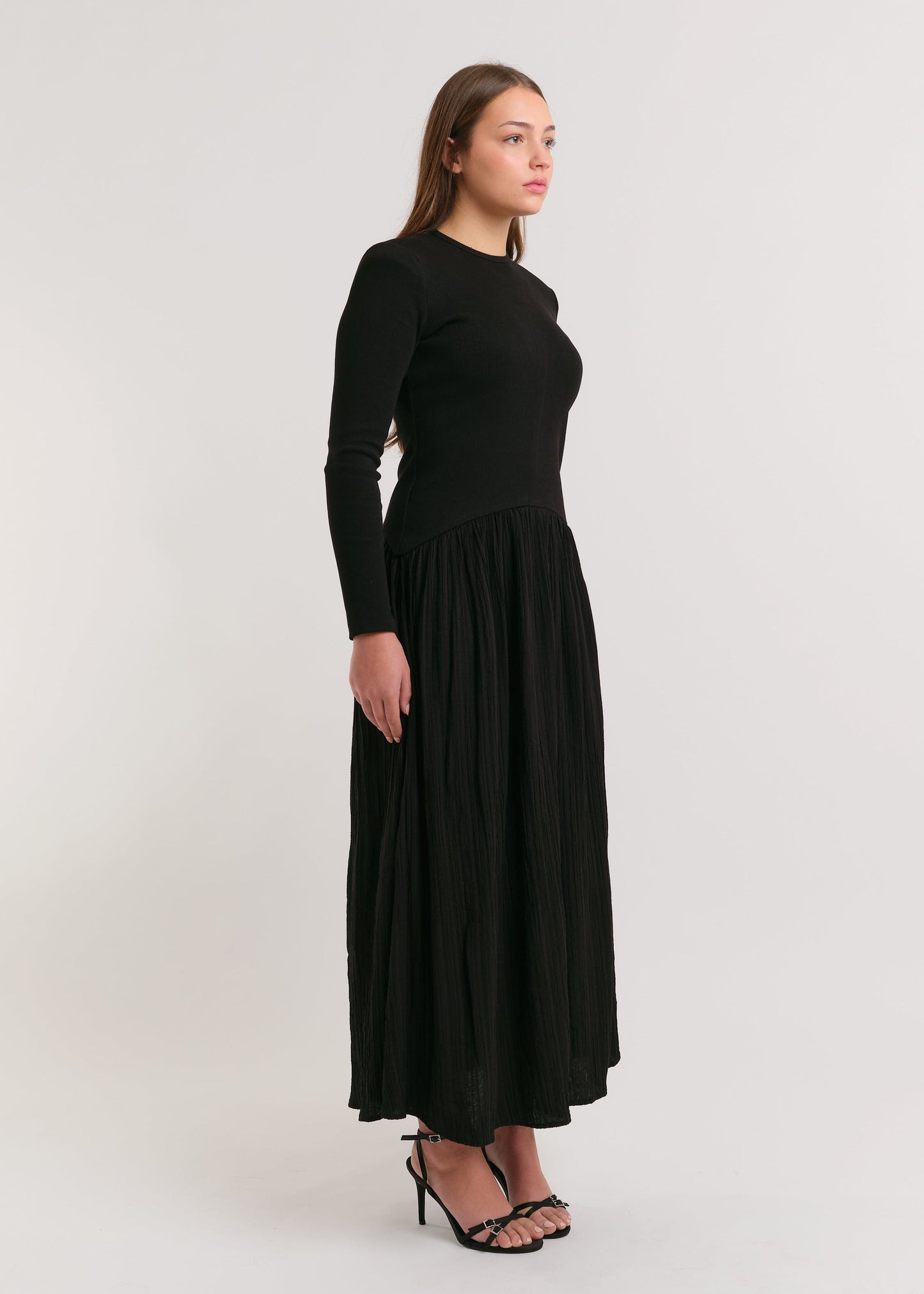 CRINKLED SKIRT MAXI DRESS