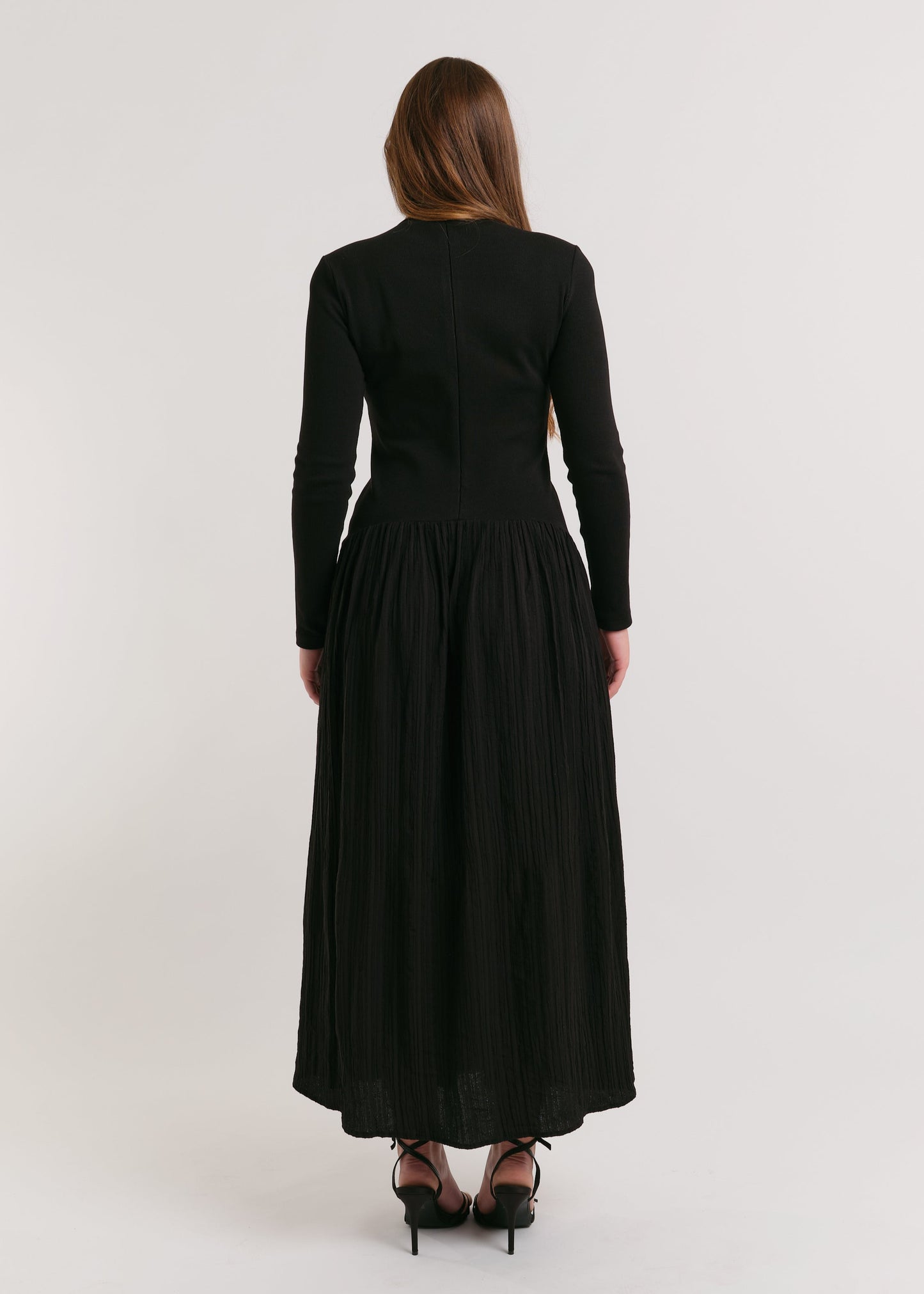 CRINKLED SKIRT MAXI DRESS
