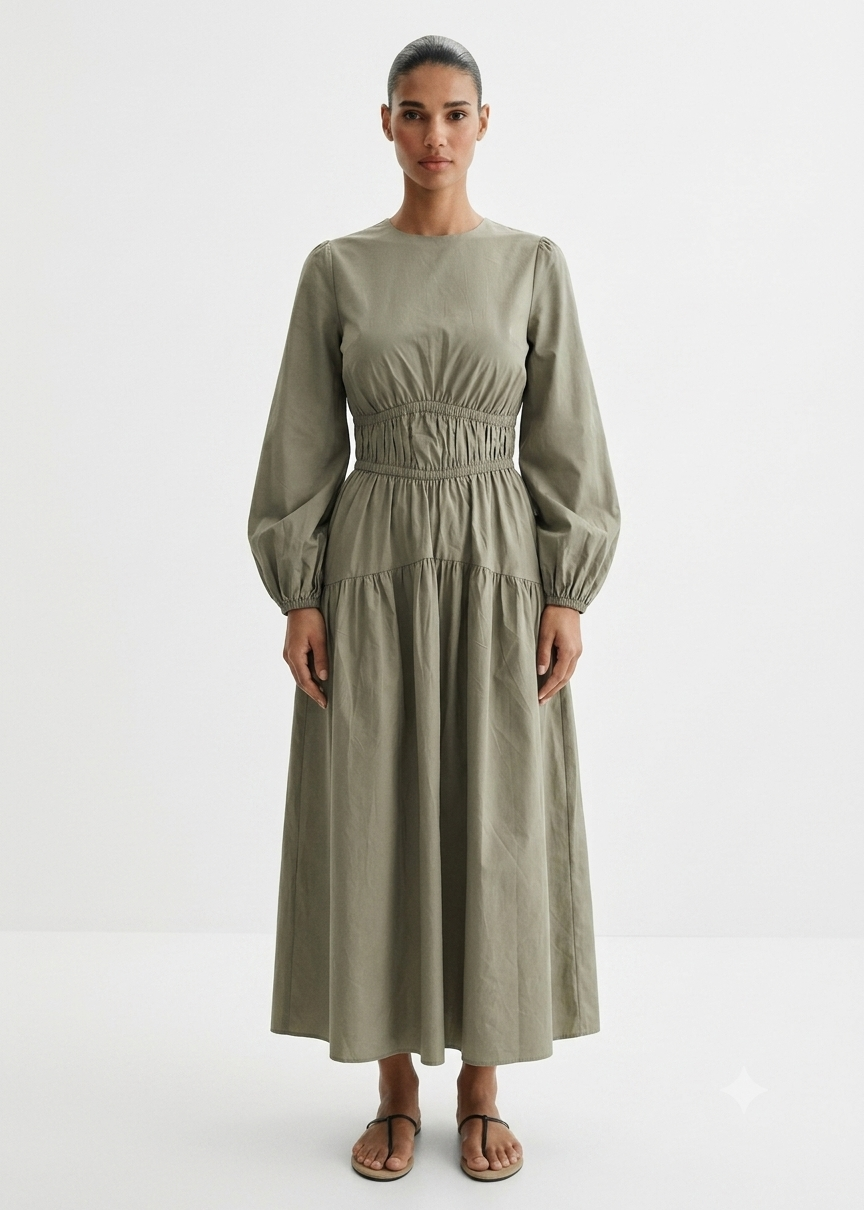 A-LINE MAXI DRESS - KHAKI