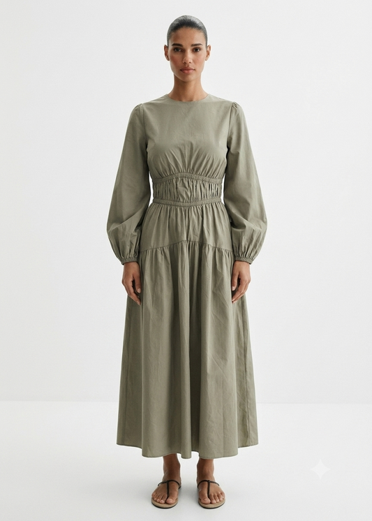 A-LINE MAXI DRESS - KHAKI